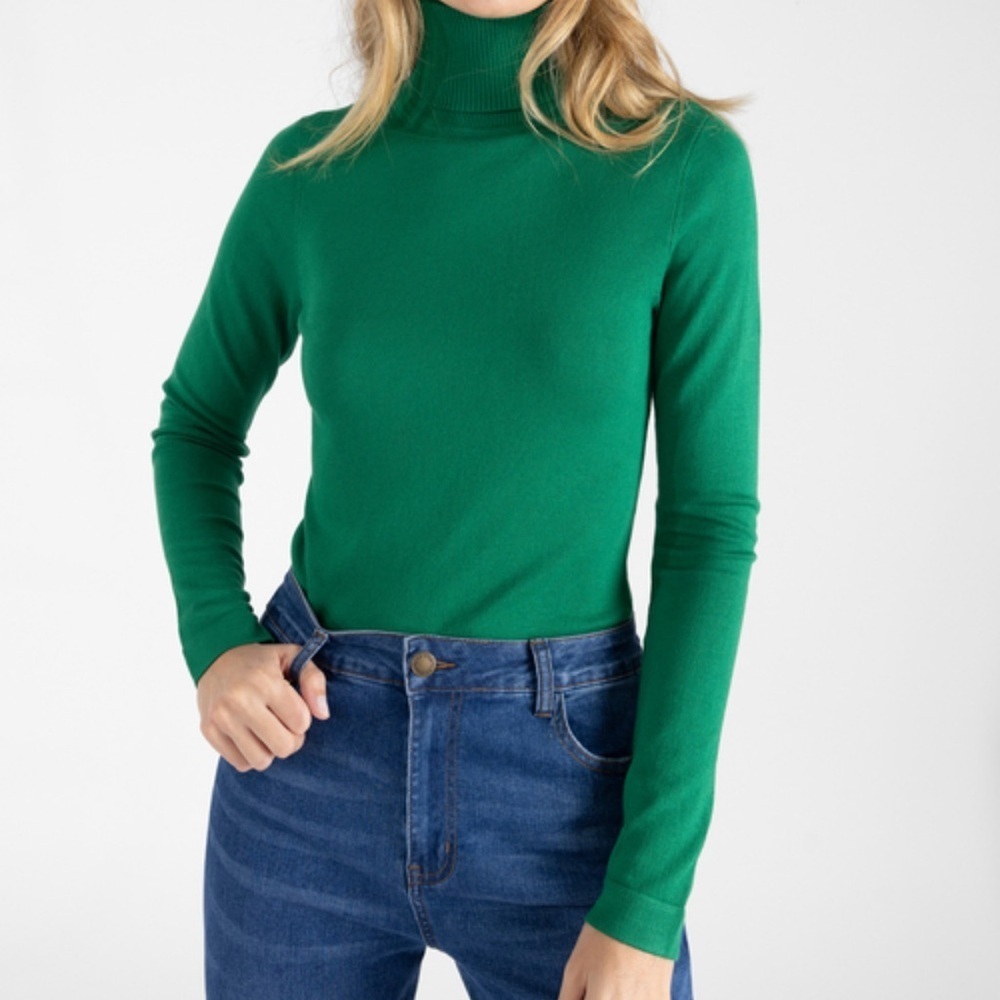 Alpha & Steele Green Turtleneck Plain Long sleeves Sweater size Medium